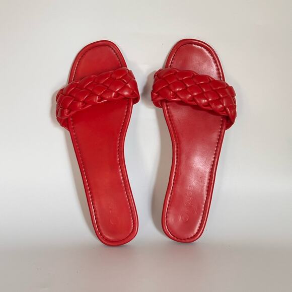 Rogue Vintage Red Leather Braided Slides Sz 9 - Picture 7 of 7